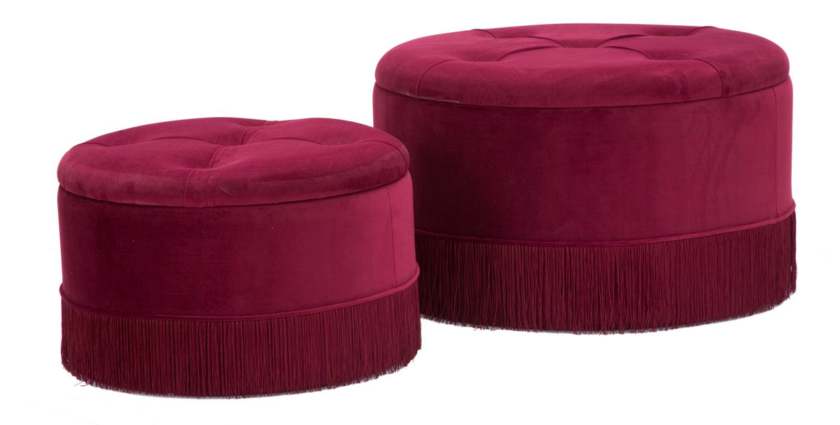 Puff/Contenitore Lines New Coppia Bordeaux (SET 2 PZ.)