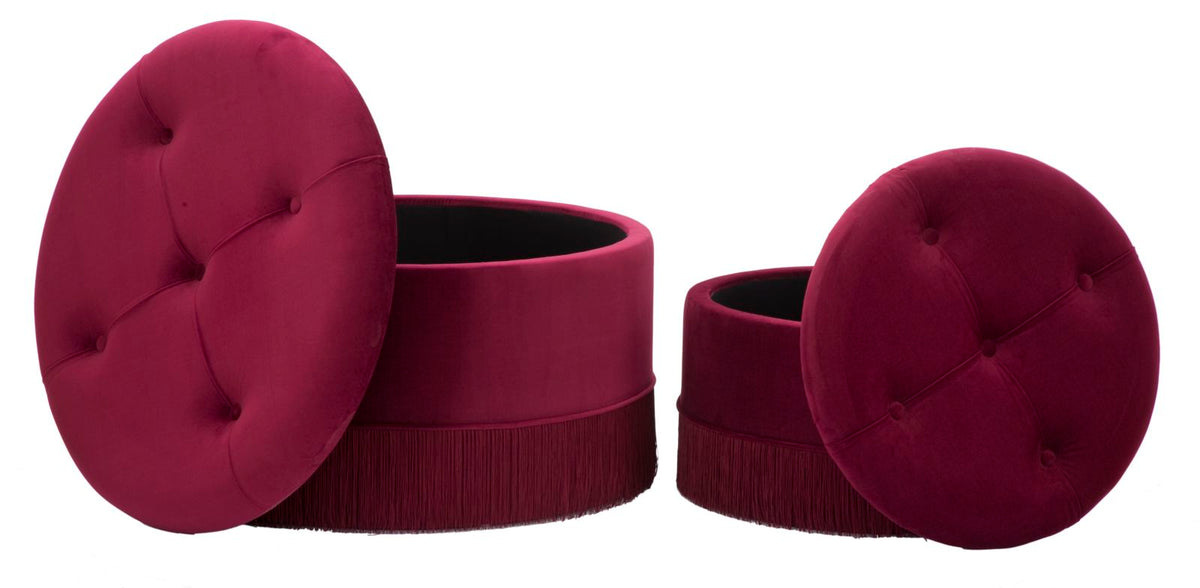 Puff/Contenitore Lines New Coppia Bordeaux (SET 2 PZ.)