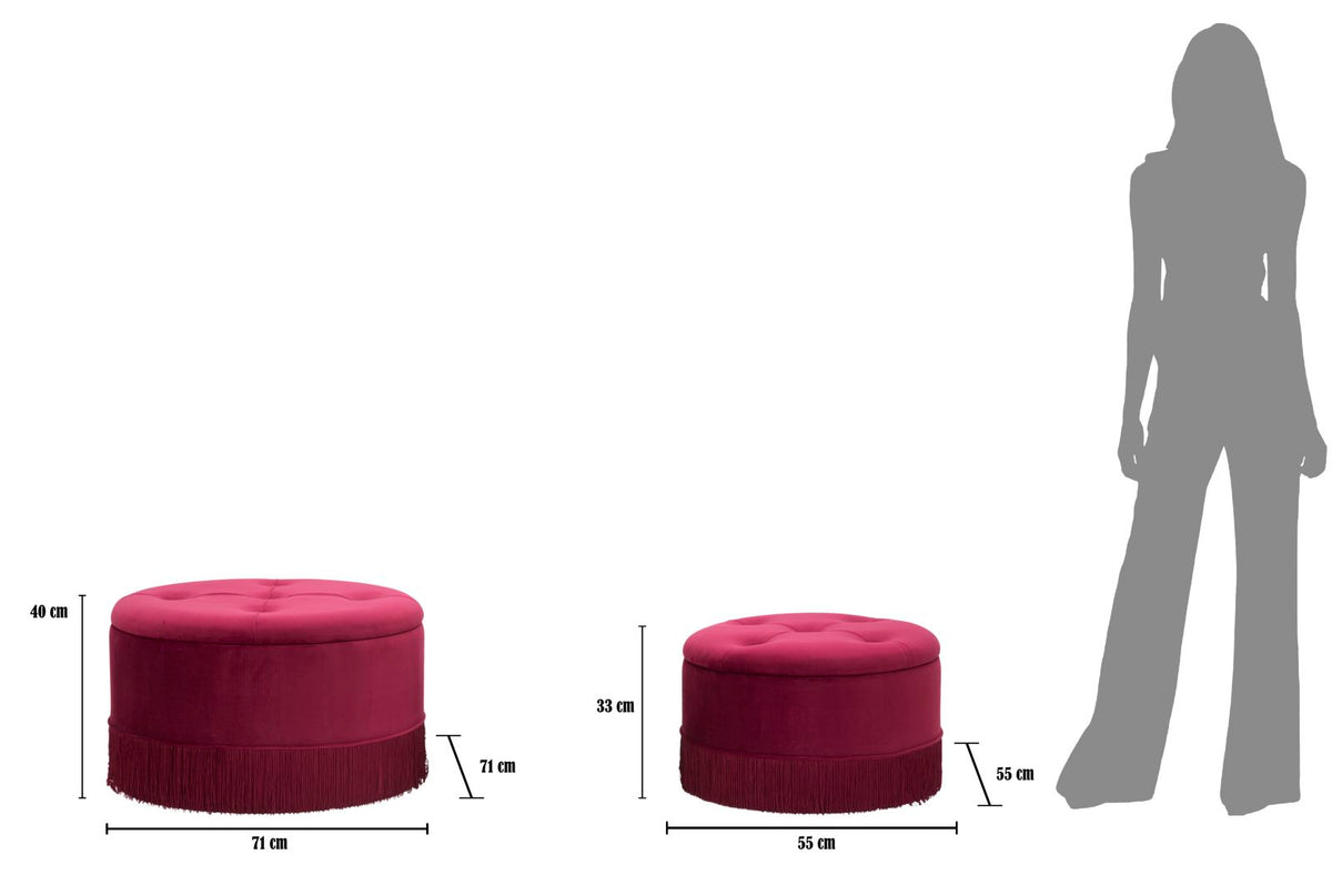 Puff/Contenitore Lines New Coppia Bordeaux (SET 2 PZ.)