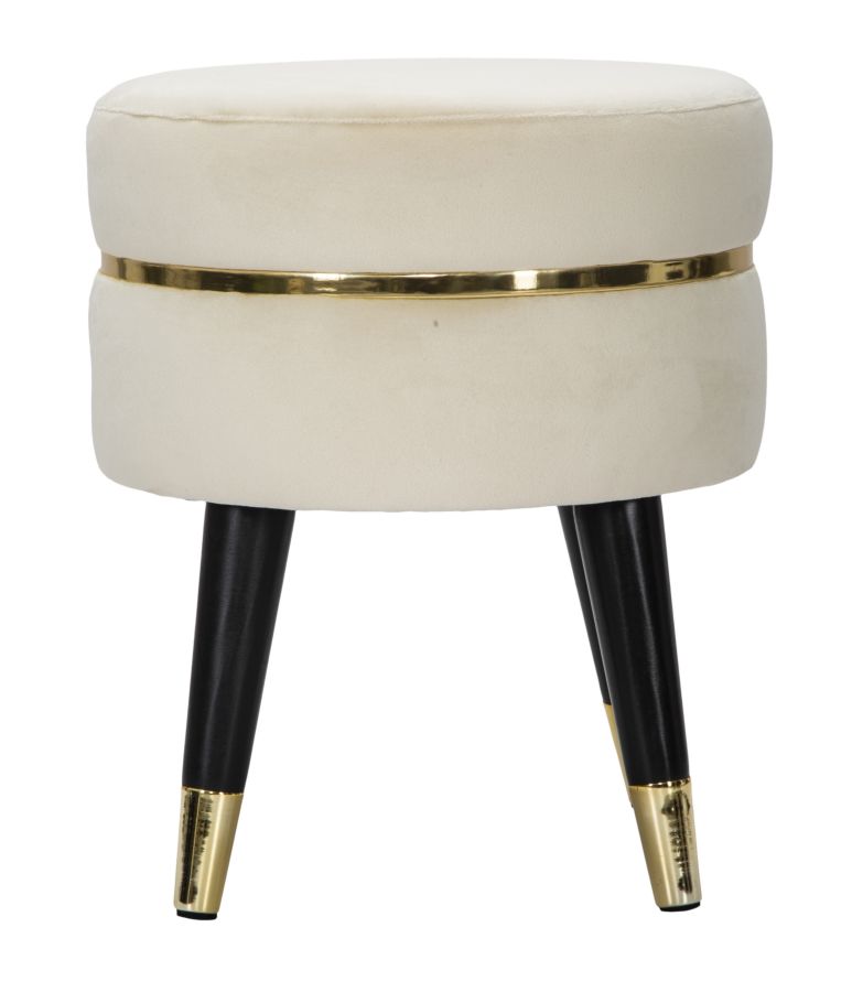 Sgabello/Pouf Paris rotondo in tessuto con gambe in legno Ø cm 35X40,5