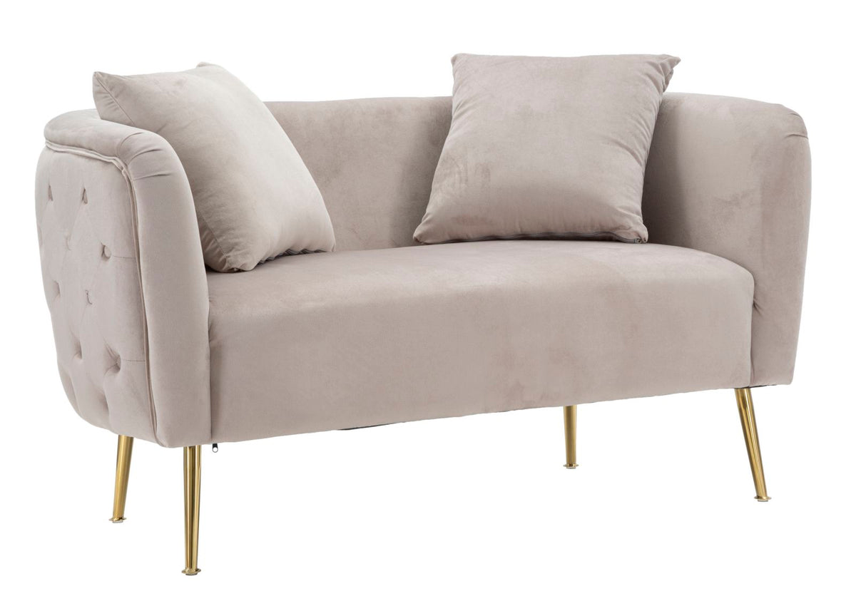 Divanetto "Bucarest" 2 posti in velluto gambe in metallo color oro per interni
