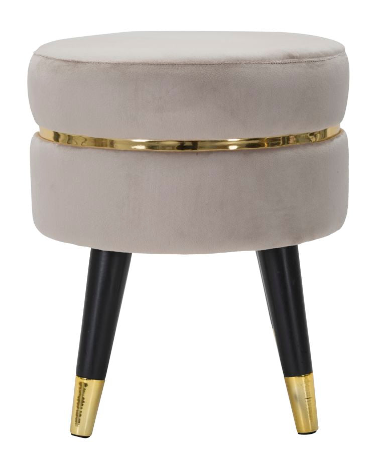 Sgabello/Pouf Paris rotondo in tessuto con gambe in legno Ø cm 35X40,5