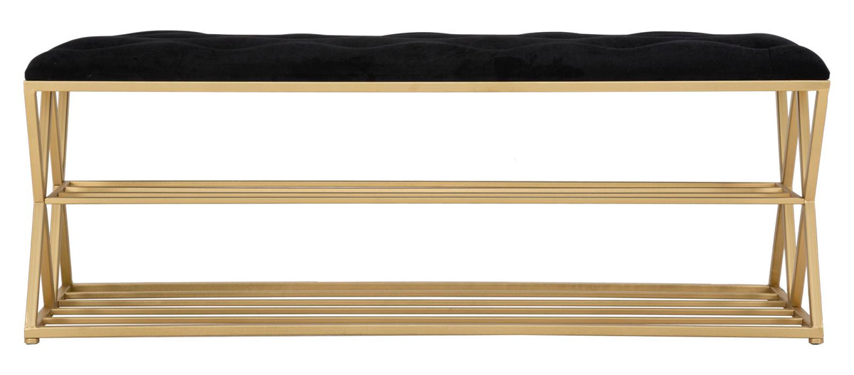 Panca elegante per scarpe in metallo dorato cm 120x40x45