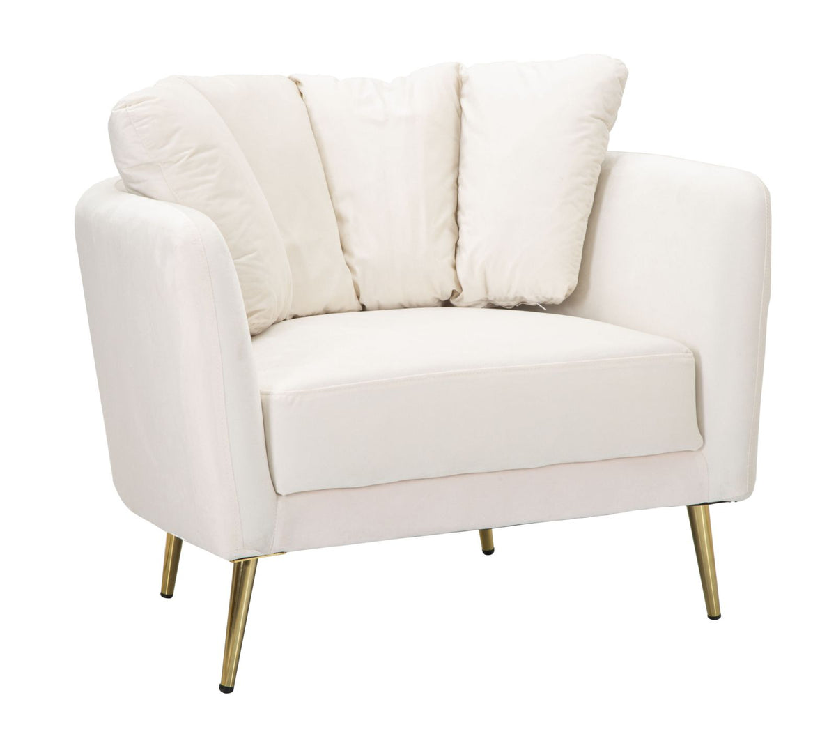 POLTRONA KIEV IN TESSUTO IMBOTTITO CON PIEDI IN METALLO DORATO CM 88X77X74