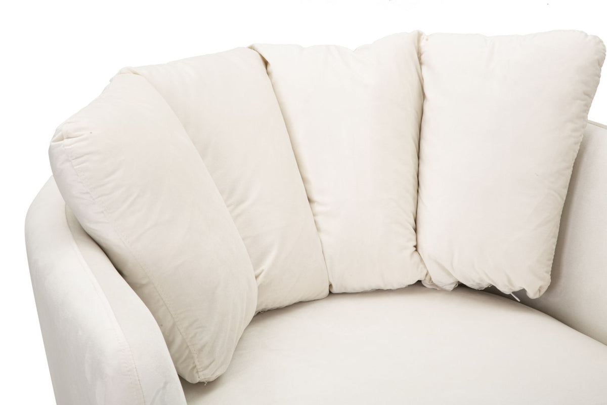 POLTRONA KIEV IN TESSUTO IMBOTTITO CON PIEDI IN METALLO DORATO CM 88X77X74