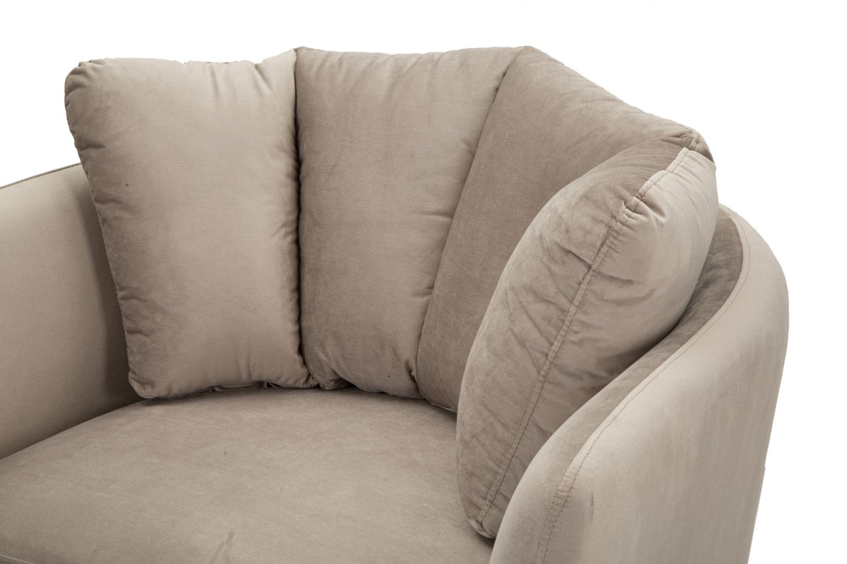 POLTRONA KIEV IN TESSUTO IMBOTTITO CON PIEDI IN METALLO DORATO CM 88X77X74