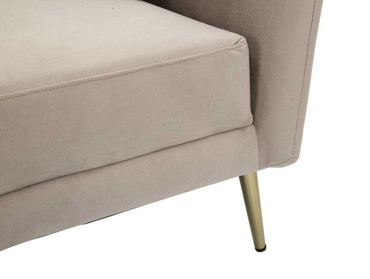POLTRONA KIEV IN TESSUTO IMBOTTITO CON PIEDI IN METALLO DORATO CM 88X77X74