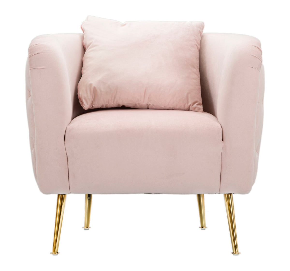 POLTRONA BUCAREST IN VELLUTO CON PIEDI IN METALLO DORATO CM 76X74X73