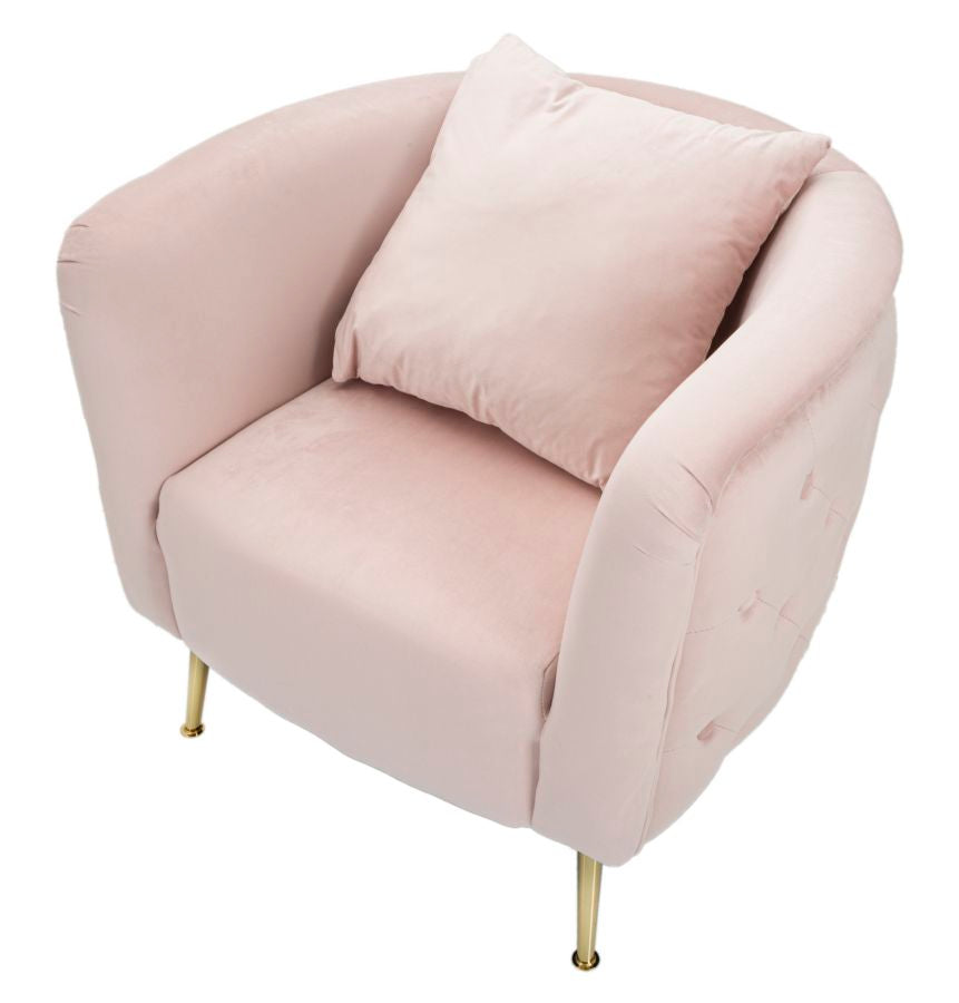 POLTRONA BUCAREST IN VELLUTO CON PIEDI IN METALLO DORATO CM 76X74X73