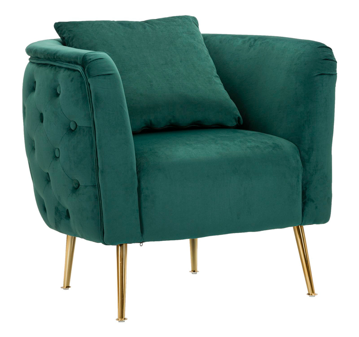 POLTRONA BUCAREST IN VELLUTO CON PIEDI IN METALLO DORATO CM 76X74X73