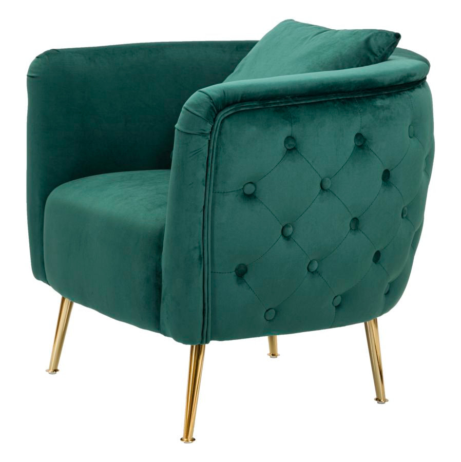 POLTRONA BUCAREST IN VELLUTO CON PIEDI IN METALLO DORATO CM 76X74X73