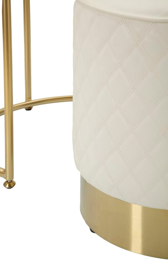 Comodino/Toeletta Sharon con cassetto e pouf cm Ø 52x70 - Ø 36x39