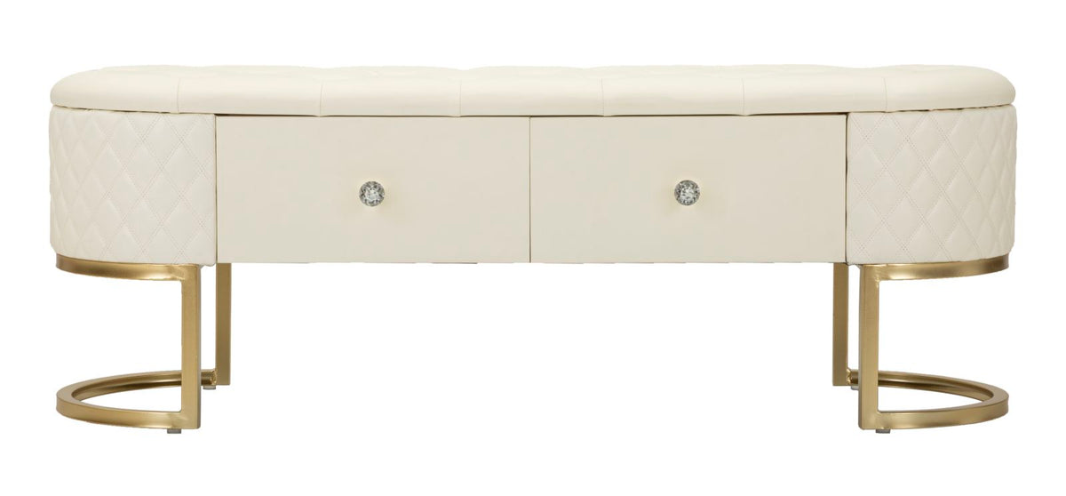 Panca Sharon con Cassetti con gambe argentate rivestita in morbido velluto
