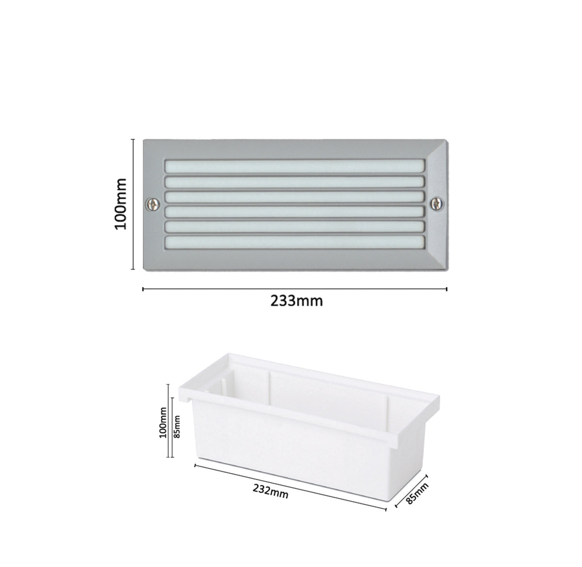 Faretto segnapasso da incasso Con Griglia – Attacco lampadina E27 – Potenza max 60W – Impermeabile IP54 – Ideale per esterni, scale, vialetti, giardini e garage
