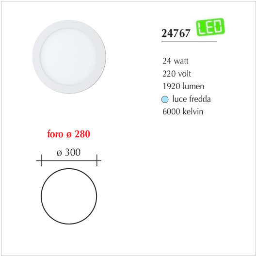 Fari Slim a Led da incasso per cartongesso Led da 24/18/12/6W