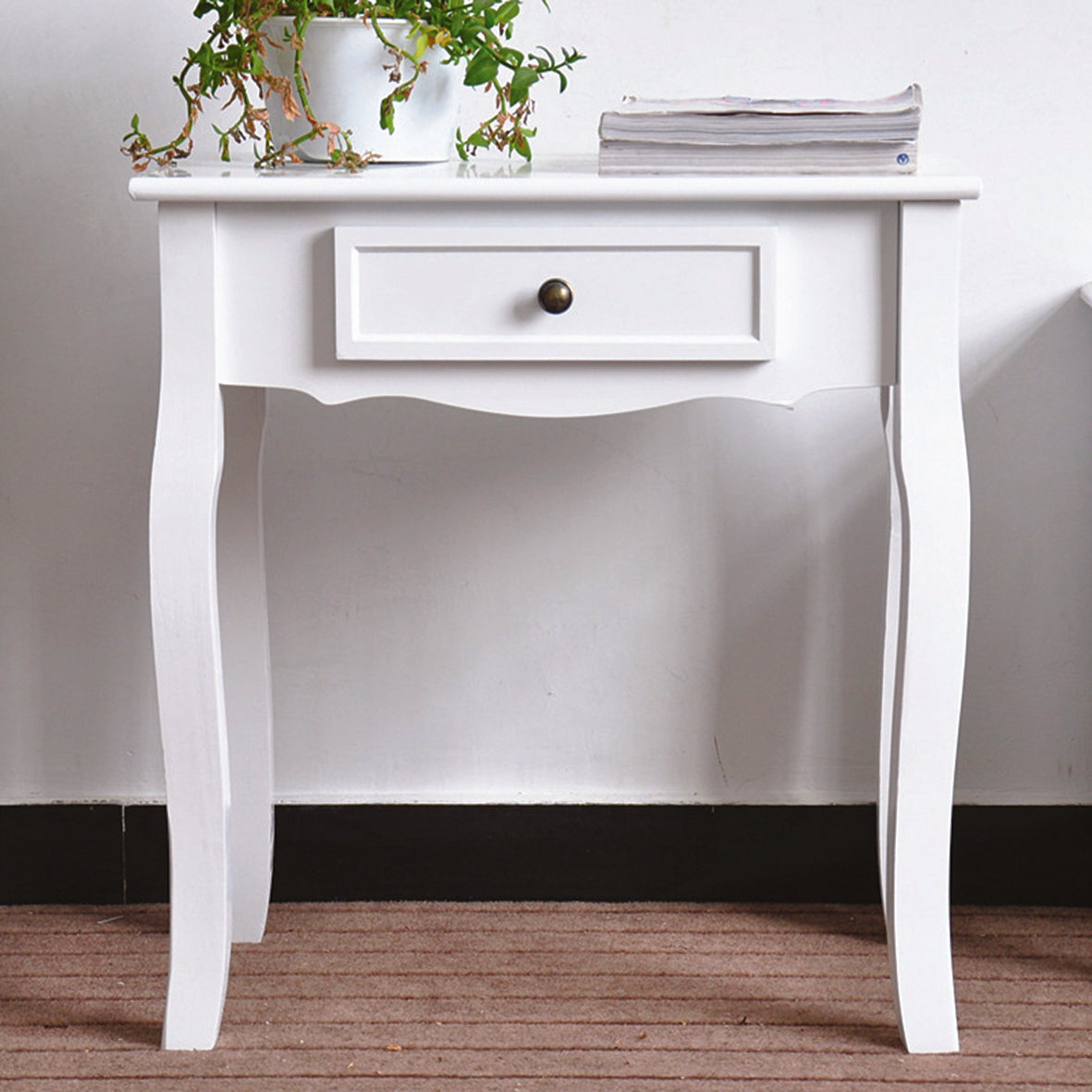 Consolle con 1 Cassetto in Legno 80x37x75 cm colore Bianco