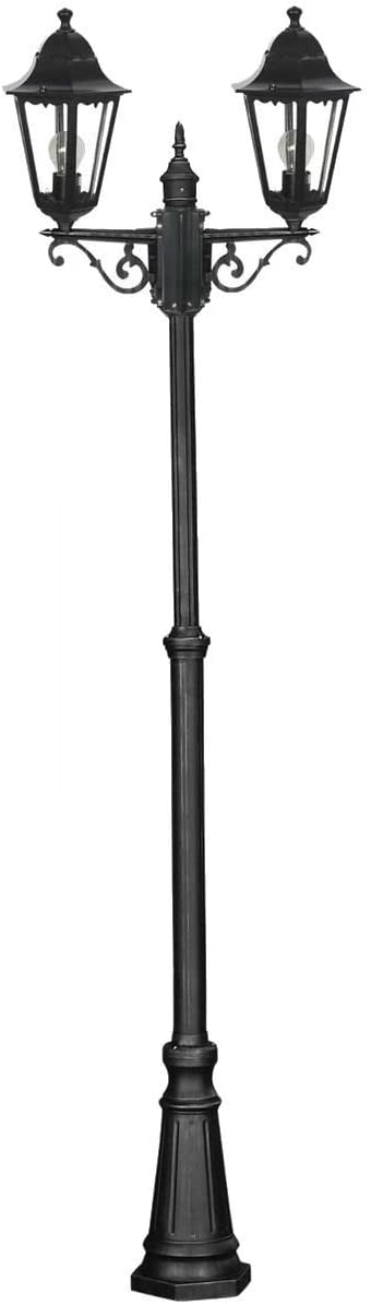 Lampione con 2 lanterne esagonali ideale per esterno IP44 Colore Nero Serie Classic