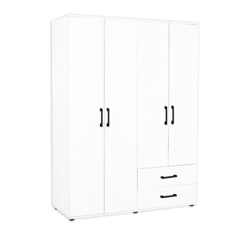 Armadio bianco 4 ante e 2 cassetti