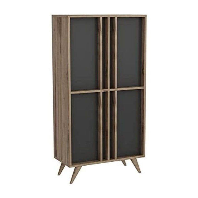 Credenza alta 4 ante antracite noce 72x139