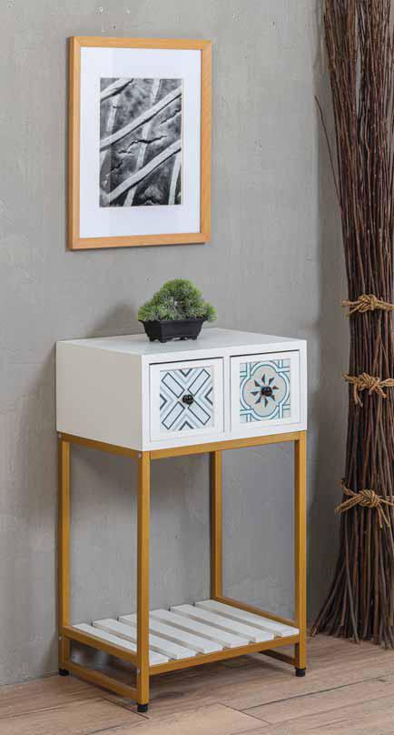Consolle 2 Cassetti in Legno Bianco 46x35x77 cm