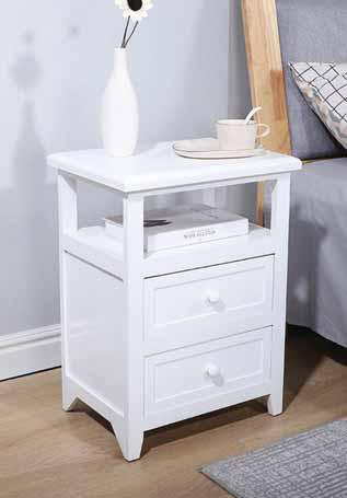 Comodino Bianco con 2 cassetti+ 1 piano Misure 40x30x54,5 cm