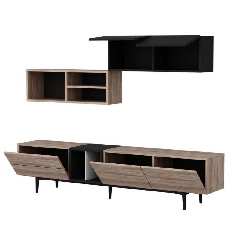 Parete attrezzata rovere antracite 195 x37x45 h cm.
