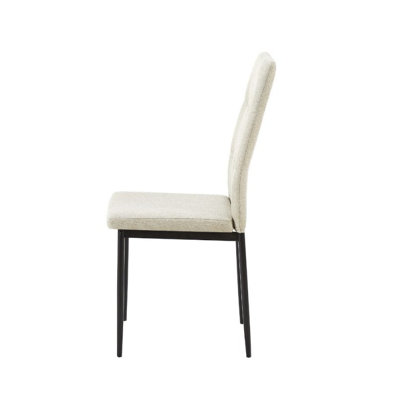 Sedia imbottita in tessuto beige e struttura in metallo nero Set da 4 Pezzi