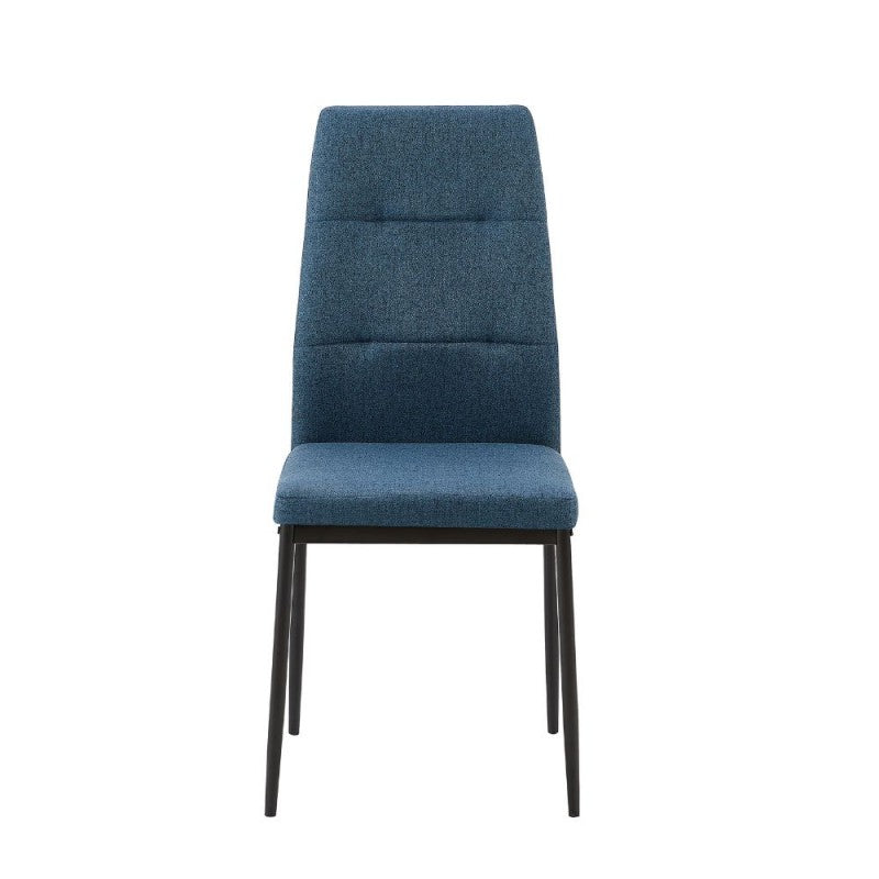 Sedia imbottita da pranzo in tessuto blu Set da 4 pezzi