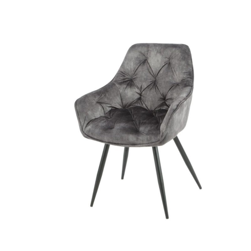Sedia in velluto con struttura metallo nero- Set da 2 pezzi
