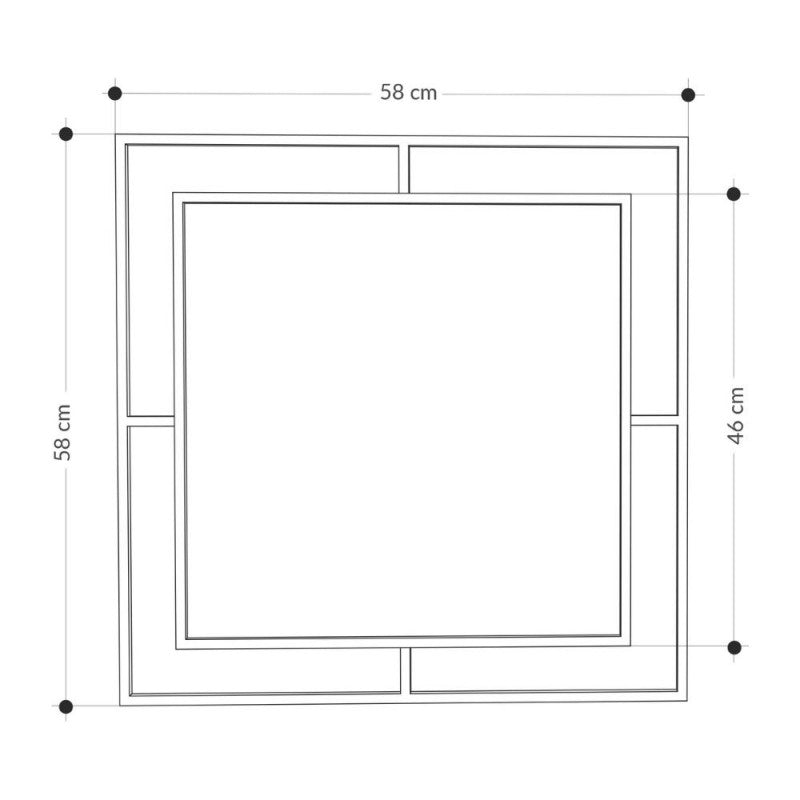 Specchio quadrato con doppia cornice in metallo