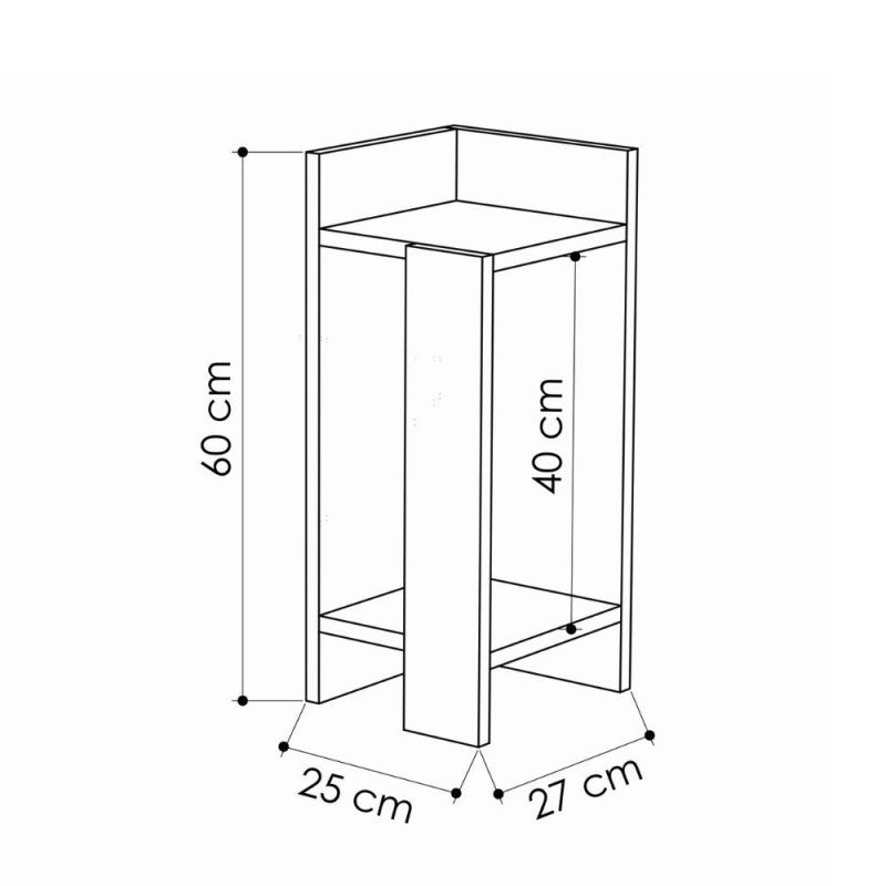 Tavolino comodino di design 27x25x60h versione Destra e Sinistra