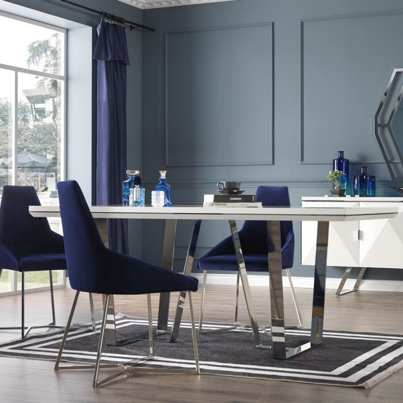 Tavolo bianco laccato lucido 185x95x78h