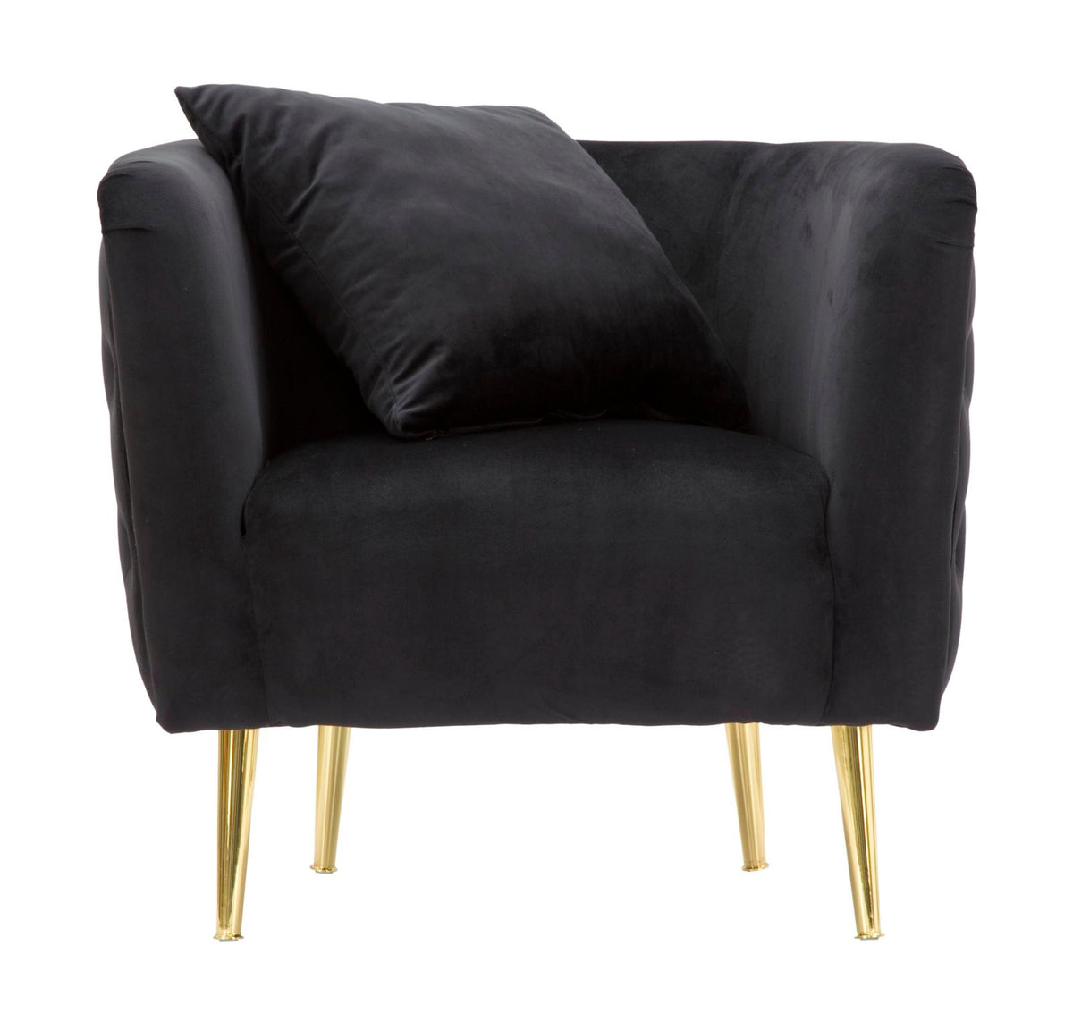 POLTRONA BUCAREST IN VELLUTO CON PIEDI IN METALLO DORATO  CM 76X74X73
