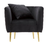 POLTRONA BUCAREST IN VELLUTO CON PIEDI IN METALLO DORATO  CM 76X74X73