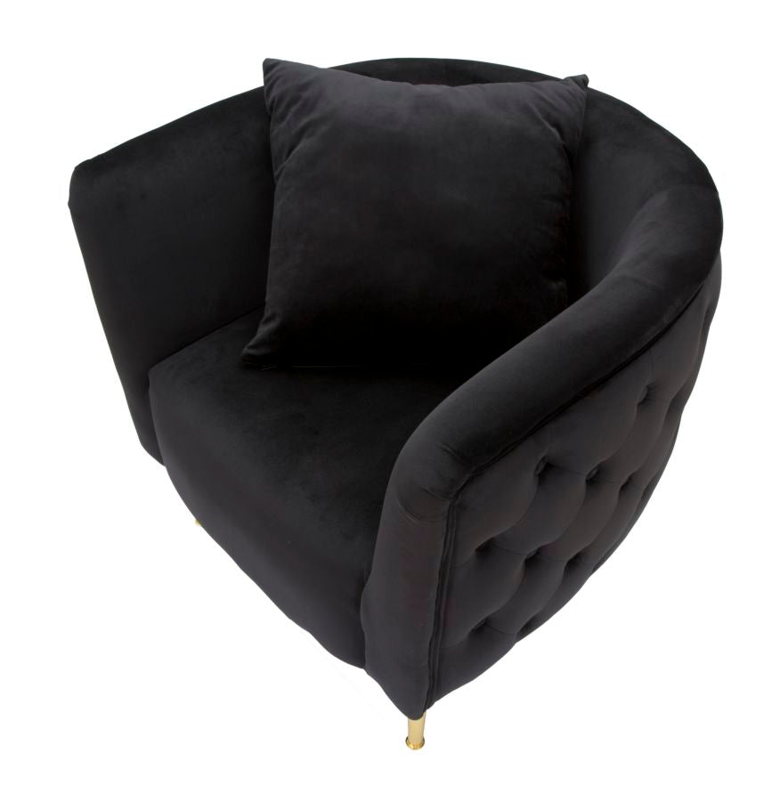 POLTRONA BUCAREST IN VELLUTO CON PIEDI IN METALLO DORATO  CM 76X74X73