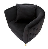 POLTRONA BUCAREST IN VELLUTO CON PIEDI IN METALLO DORATO  CM 76X74X73