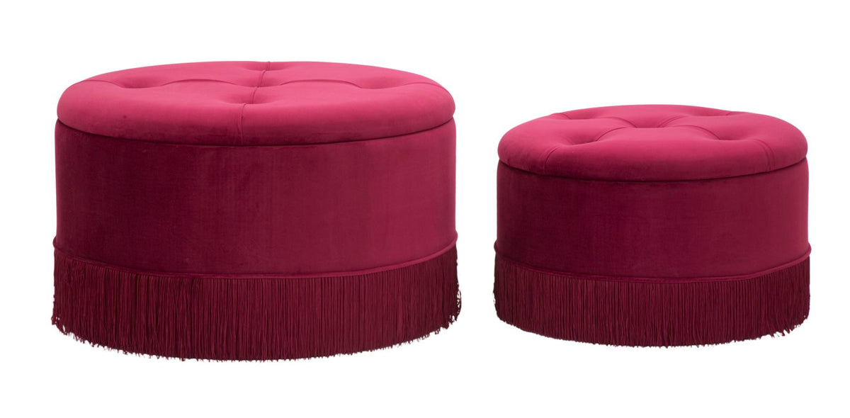Puff/Contenitore Lines New Coppia Bordeaux  (SET 2 PZ.)