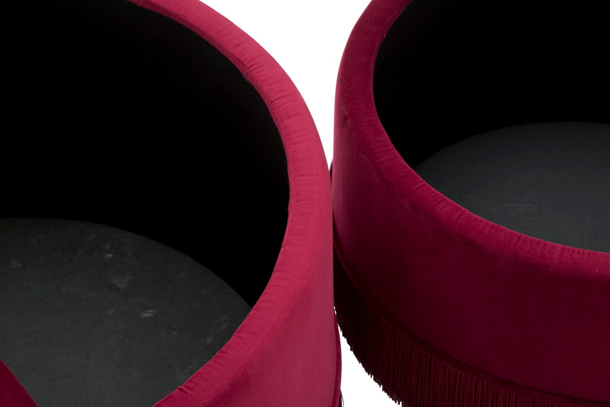 Puff/Contenitore Lines New Coppia Bordeaux  (SET 2 PZ.)