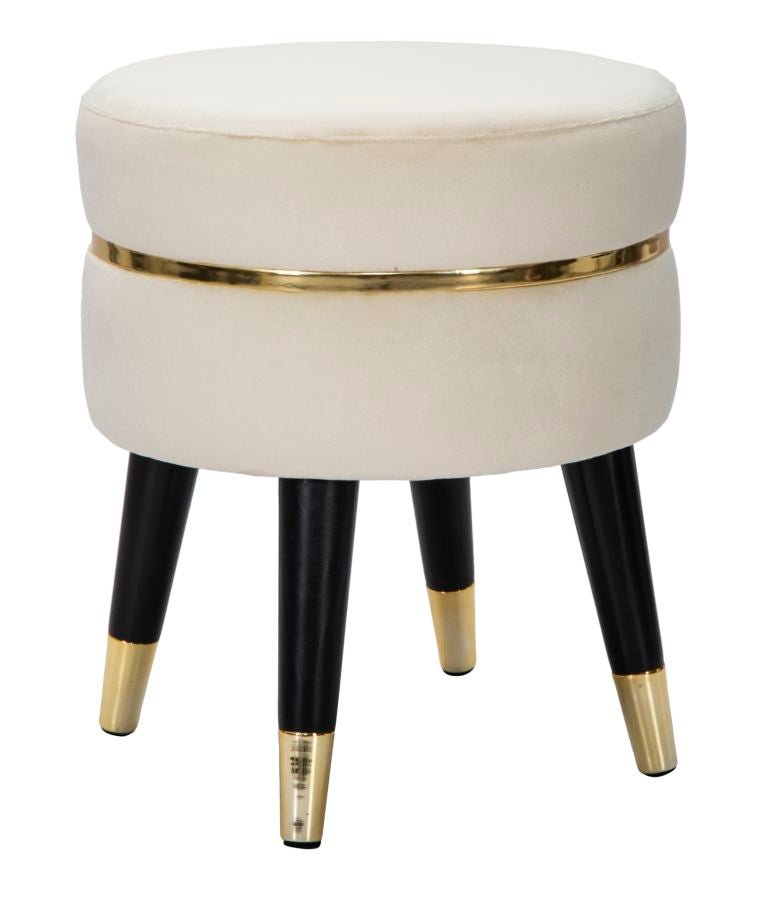 Sgabello/Pouf Paris rotondo in tessuto con gambe in legno Ø cm 35X40,5
