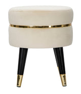 Sgabello/Pouf Paris rotondo in tessuto con gambe in legno Ø cm 35X40,5