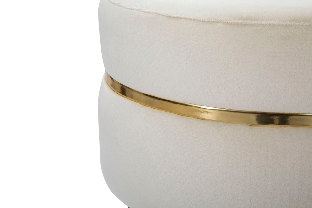 Sgabello/Pouf Paris rotondo in tessuto con gambe in legno Ø cm 35X40,5