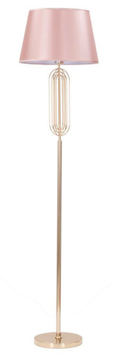 Piantana Krista in metallo dorata con paralume rosa Ø cm 40x168,5