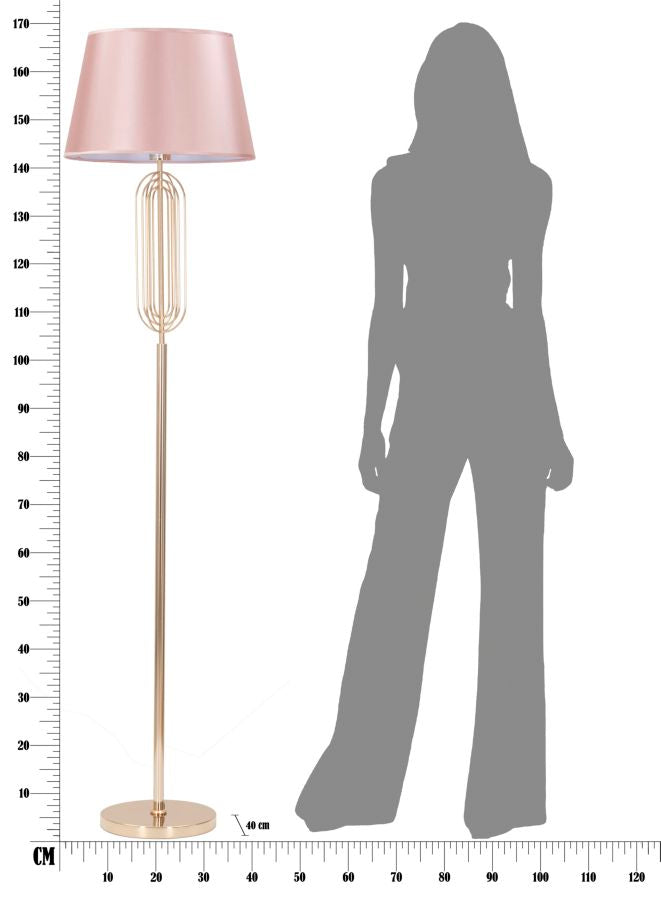 Piantana Krista in metallo dorata con paralume rosa Ø cm 40x168,5