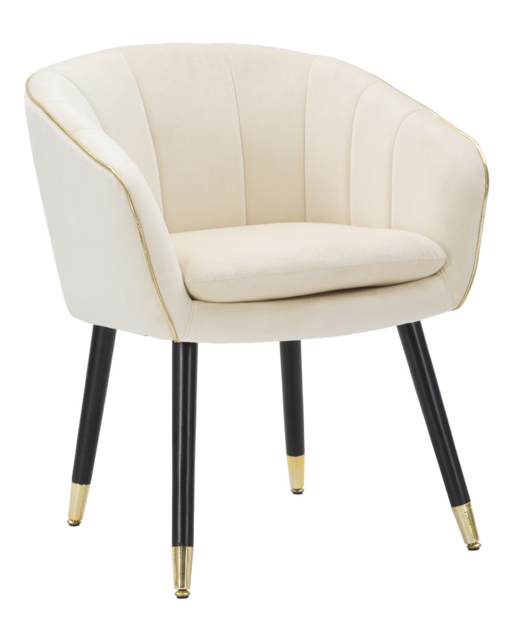 POLTRONA PARIS IN TESSUTO IMBOTTITO CON RIFINITURE DORATE E GAMBE IN LEGNO NERO CM 62X58X78