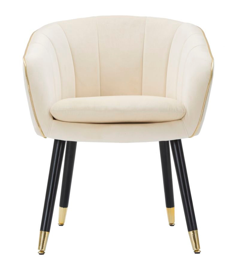 POLTRONA PARIS IN TESSUTO IMBOTTITO CON RIFINITURE DORATE E GAMBE IN LEGNO NERO CM 62X58X78