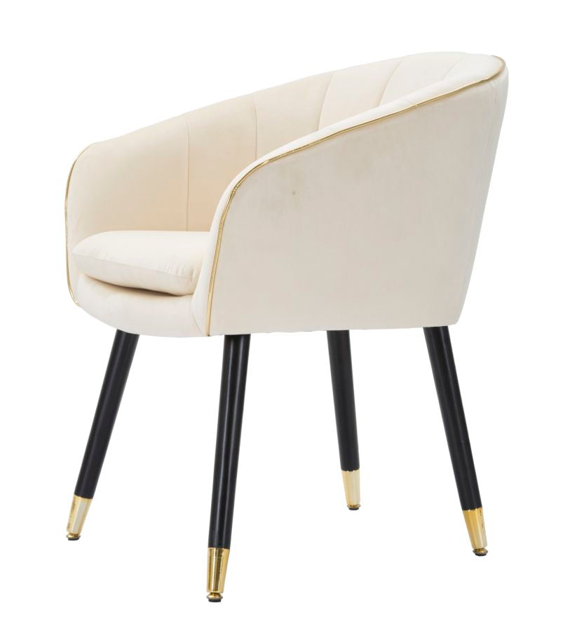 POLTRONA PARIS IN TESSUTO IMBOTTITO CON RIFINITURE DORATE E GAMBE IN LEGNO NERO CM 62X58X78