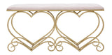 Panca Love Trapuntata Rosa con Base a Cuori Dorata