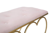 Panca Love Trapuntata Rosa con Base a Cuori Dorata