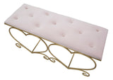 Panca Love Trapuntata Rosa con Base a Cuori Dorata