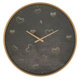 Orologio da parete in legno, metallo e vetro impreziosito da eleganti decorazioni a cuore